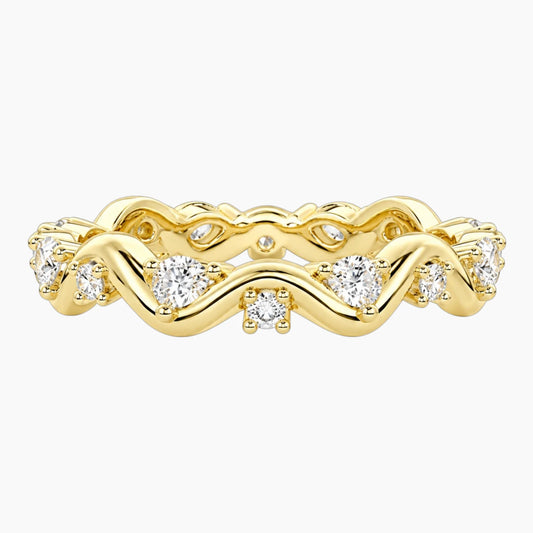 Ondélisse Pear & Round Moissanite Wave Eternity Band