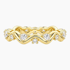 Ondélisse Pear & Round Moissanite Wave Eternity Band