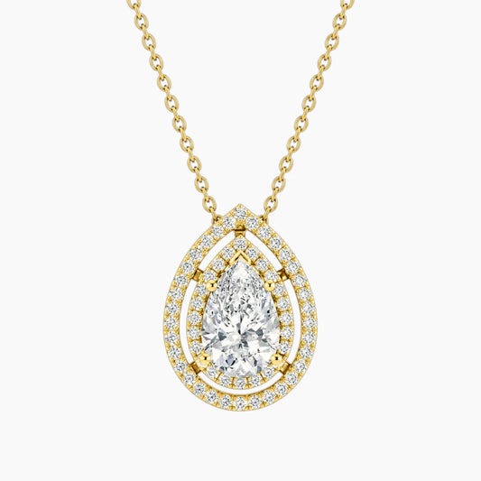 Aurélisse 1 Carat Pear Moissanite Double Halo Necklace