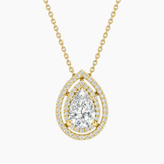 Aurélisse 1 Carat Pear Moissanite Double Halo Necklace