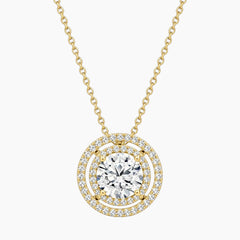 Aurélisse 1 Carat Round Moissanite Double Halo Necklace