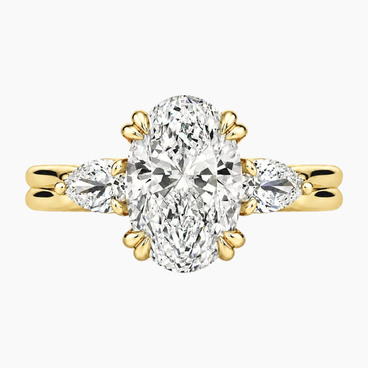 Vaelora 3 Carat Oval Three-Stone Double Band Moissanite Ring