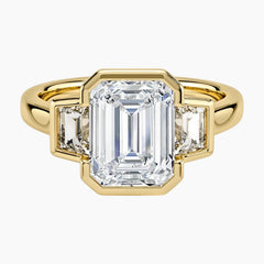 The Arcadian Grace Emerald & Trapezoids Trio Moissanite Ring