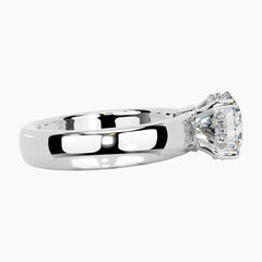 Aveline Round Cut Hidden Halo Moissanite Ring with 3.5mm Band