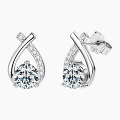 Fishtail Design Moissanite Stud Earrings