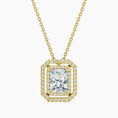Aurélisse 1 Carat Radiant Moissanite Double Halo Necklace