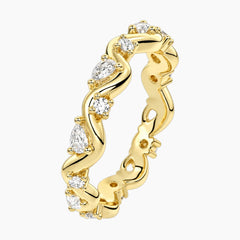Ondélisse Pear & Round Moissanite Wave Eternity Band