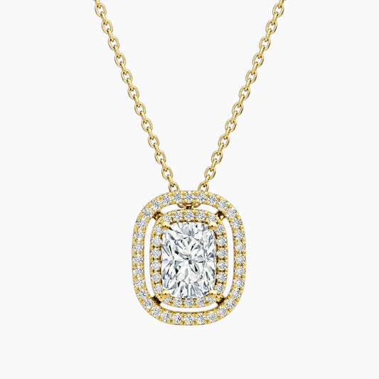 Aurélisse 1 Carat Elongated Cushion Moissanite Double Halo Necklace