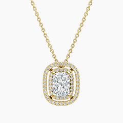 Aurélisse 1 Carat Elongated Cushion Moissanite Double Halo Necklace