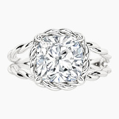 Tressa 3.5 Carat Square Cushion Moissanite Twisted Rope Ring
