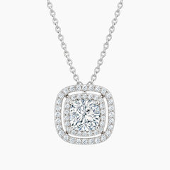 Aurélisse 1 Carat Square Cushion Moissanite Double Halo Necklace
