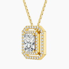 Aurélisse 1 Carat Radiant Moissanite Double Halo Necklace