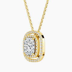 Aurélisse 1 Carat Elongated Cushion Moissanite Double Halo Necklace