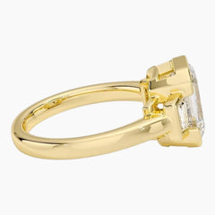 The Arcadian Grace Emerald & Trapezoids Trio Moissanite Ring