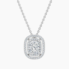 Aurélisse 1 Carat Elongated Cushion Moissanite Double Halo Necklace