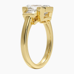 The Arcadian Grace Emerald & Trapezoids Trio Moissanite Ring