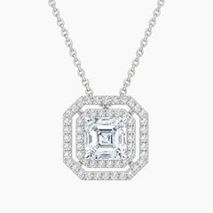 Aurélisse 1 Carat Asscher Moissanite Double Halo Necklace
