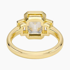 The Arcadian Grace Emerald & Trapezoids Trio Moissanite Ring