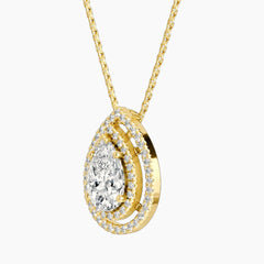 Aurélisse 1 Carat Pear Moissanite Double Halo Necklace