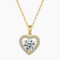 Luxurious 1ct Heart Cut Moissanite Halo Necklace
