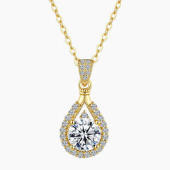 Majestic Pear Halo Brilliant Moissanite Necklace