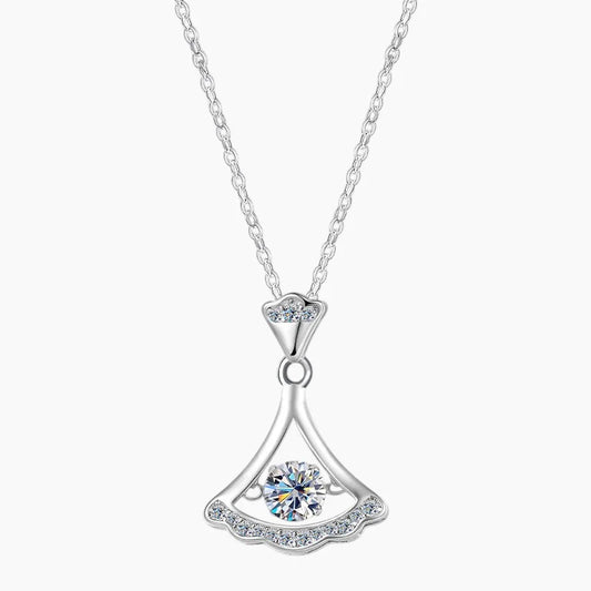 Elegant moissanite pendant necklace with silver chain and sparkling gemstone accents