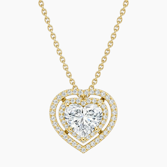 Aurélisse 1 Carat Heart Moissanite Double Halo Necklace