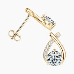 Fishtail Design Moissanite Stud Earrings