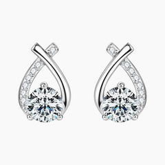 Fishtail Design Moissanite Stud Earrings