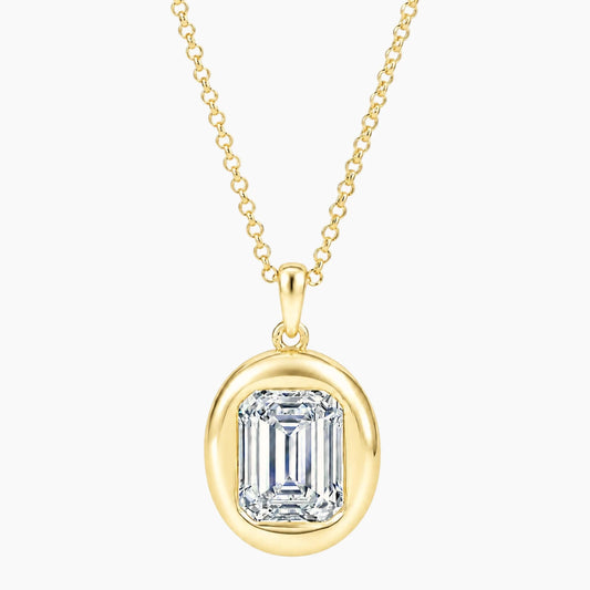 Vélora 4 Carat Emerald-Cut Moissanite Bold Bezel Necklace