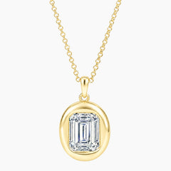 Vélora 4 Carat Emerald-Cut Moissanite Bold Bezel Necklace