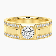 Édrien Round Moissanite Pavé Wide Band Ring
