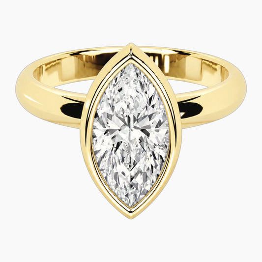 Luna Marquise Bezel Moissanite Ring – 2.6mm Band