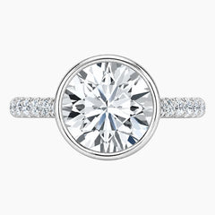 Aurelia Vintage Bezel Round Moissanite Pavé Band Ring