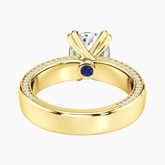 Veyra 3 Carat Elongated Cushion Double-Claw Wide Band Moissanite Ring