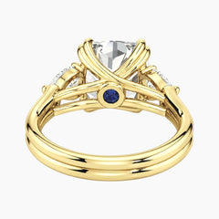 Vaelora 3 Carat Cushion Three-Stone Double Band Moissanite Ring
