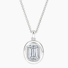 Vélora 4 Carat Emerald-Cut Moissanite Bold Bezel Necklace