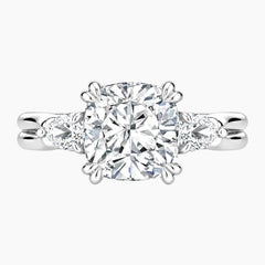 Vaelora 3 Carat Cushion Three-Stone Double Band Moissanite Ring