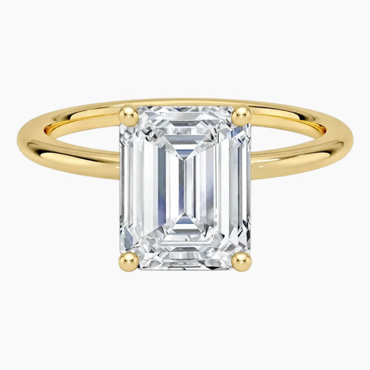 Tulip Emerald Cut Moissanite Solitaire Ring