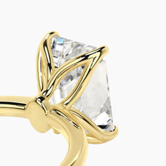 Tulip Emerald Cut Moissanite Solitaire Ring