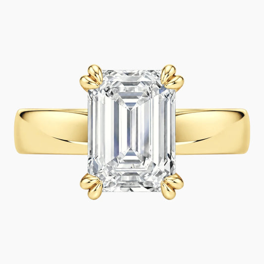 Veyra 3 Carat Emerald Double-Claw Wide Band Moissanite Ring