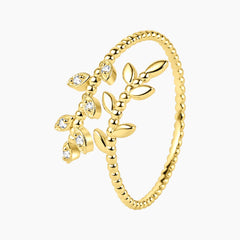 Sylvéra Vintage Leaf Moissanite Open Ring