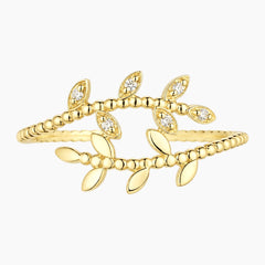 Sylvéra Vintage Leaf Moissanite Open Ring