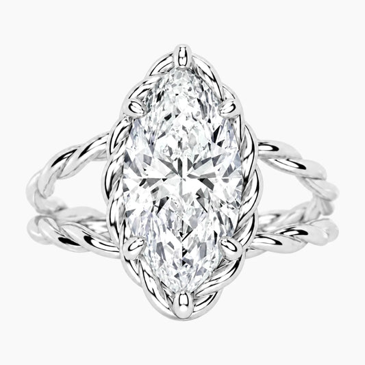 Tressa 3 Carat Marquise Moissanite Twisted Rope Ring