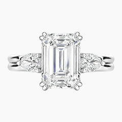 Vaelora 3 Carat Emerald Three-Stone Double Band Moissanite Ring