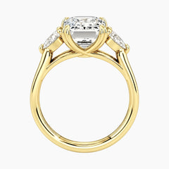 Vaelora 3 Carat Emerald Three-Stone Double Band Moissanite Ring