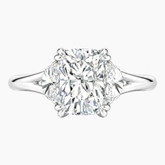 Rosélia 2 Carat Elongated Cushion Three-Stone Moissanite Ring