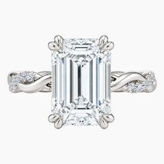 Elowen 2ct Emerald Cut Twisted Vine Moissanite Ring