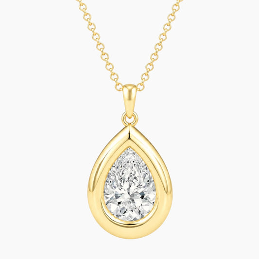 Vélora 4 Carat Pear-Cut Moissanite Bold Bezel Necklace