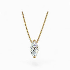 Marquise cut moissanite pendant on gold chain, minimalist fine jewelry necklace